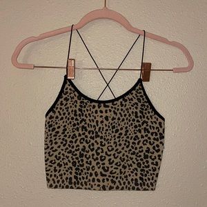 cheetah cropped tank top